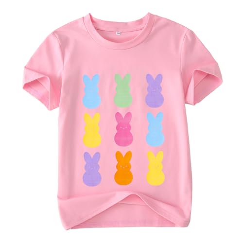 Image of Ritatte Kids Girls Easter Shirt Cute Bunny Rabbit Graphic T-Shirt Happy Easter Tees Funny Casual Short Sleeve Tops 7-12Y