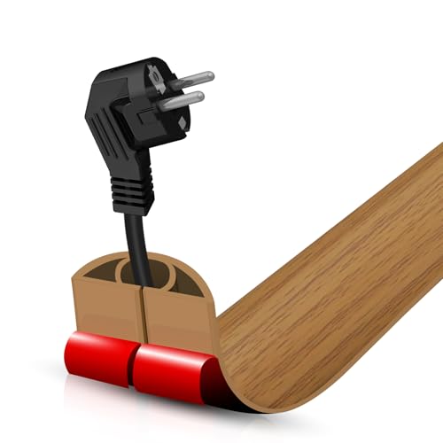 Floor Cord Cover Self Adhesive Cord Hider,3.3FT Cable Management, Extension Strip Protector for Wires, Prevent Cable Trips for Offices, Gyms, Exhibitions Cavity:0.39"(W) x 0.27"(H) Brown Wood