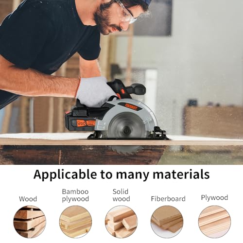 TEENO Cordless Circular Saw with 4.0Ah Lithium-Ion Battery,4000RPM Electric Circular Saw with Electric Brake,Adjustable Cutting Depth and Angle,Max38mm (45°),54mm (90°),with 165MM Blade for Wood 6 TEENO Cordless Circular Saw with 4.0Ah Lithium-Ion Battery,4000RPM Electric Circular Saw with Electric Brake,Adjustable Cutting Depth and Angle,Max38mm (45°),54mm (90°),with 165MM Blade for Wood - Image 6