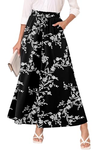 Women's Chiffon Dressy Pants High Waist Casual Wide Leg Long Palazzo Pants Loose Trousers with Pockets3