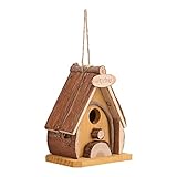 YARDWE Wooden Bird House Handmade Bluebird House Condo Box Nest Hanging Birdhouse Nesting Box...