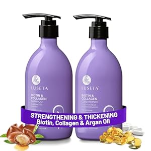 Luseta Biotin Shampoo and Conditioner for Hair – Thickening Shampoo for Thinning Hair- Infused with Argan Oil to Damaged Dry Hair – Sulfate Free Paraben Free-2 x 16.9 fl oz