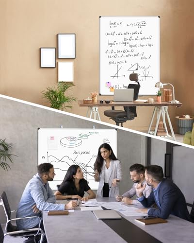 Image of XBoard Magnetic Dry Erase Board 48 x 36 Inch, 4' x 3' Hanging White Board Silver Aluminum Frame Presentation Board for Home Office Classroom (Pack of 2)
