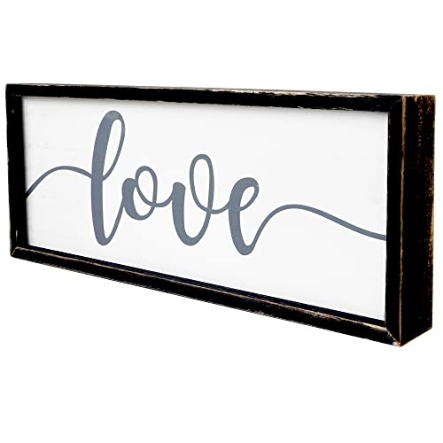 Buecasa Rustic Love Freestanding Sign Home Decor for Living Room