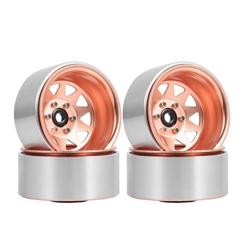 LAFEINA Metal 1.9 inch Beadlock Wheels Rims Negative Offset -8.9mm Wheels for TRX4 TRX6 SCX10 I II III 90046 AXI03007 GEN7 GEN8 D90 1/10 RC Crawler Car (Rose Gold)