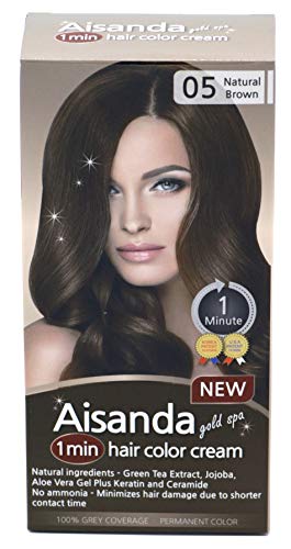 Aisanda & Assanta 1 Minute Hair Color Cream, Fast Natural Hair Dye For Women & Men With Herbal Ingredients, Ammonia Free (1Pack120g, Natural Brown)