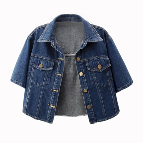 XUNRYAN Denim Jackets Teen Girls Short Sleeve Trendy Casual Button Up Fashion Coat Summer Jacket Outerwear with Pockets2