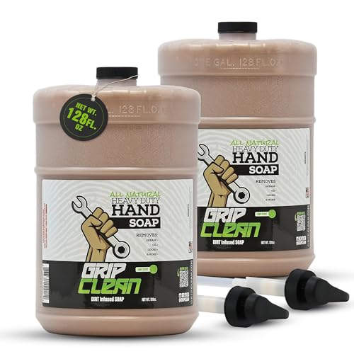 Grip Clean Heavy Duty Hand Cleaner for Mechanics Natural Pumice & Clay-Infused Technology Removes Grease Oil & Grime Moisturizing Liquid Hand Soap for Shop Garage & Industrial Use 2 Gallons