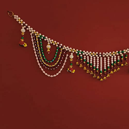 Image of Handmade Door Hanging Round Moti Style Bandarwal Toran (TMR-08) -Diwali New Year Inauguration Wedding Festival Home Decor Pooja (40 Inch X 6 Inch)