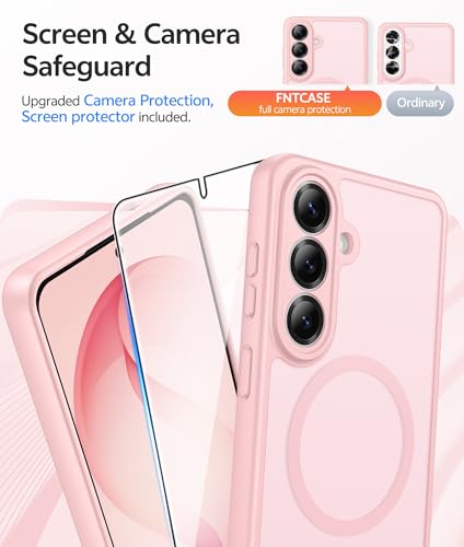 Image of FNTCASE for Samsung Galaxy S26+ Plus Case: [Fit for Magsafe] [Full Camera Protection + Screen Protector] Translucent Matte Military Grade - Shockproof Protective Phone Cover for S26 Plus - Pink