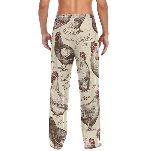 Cock Pattern Pajama Pants for Men Comfort Sleep Lounge Bottoms Straight-fit with Pockets S-XXL2