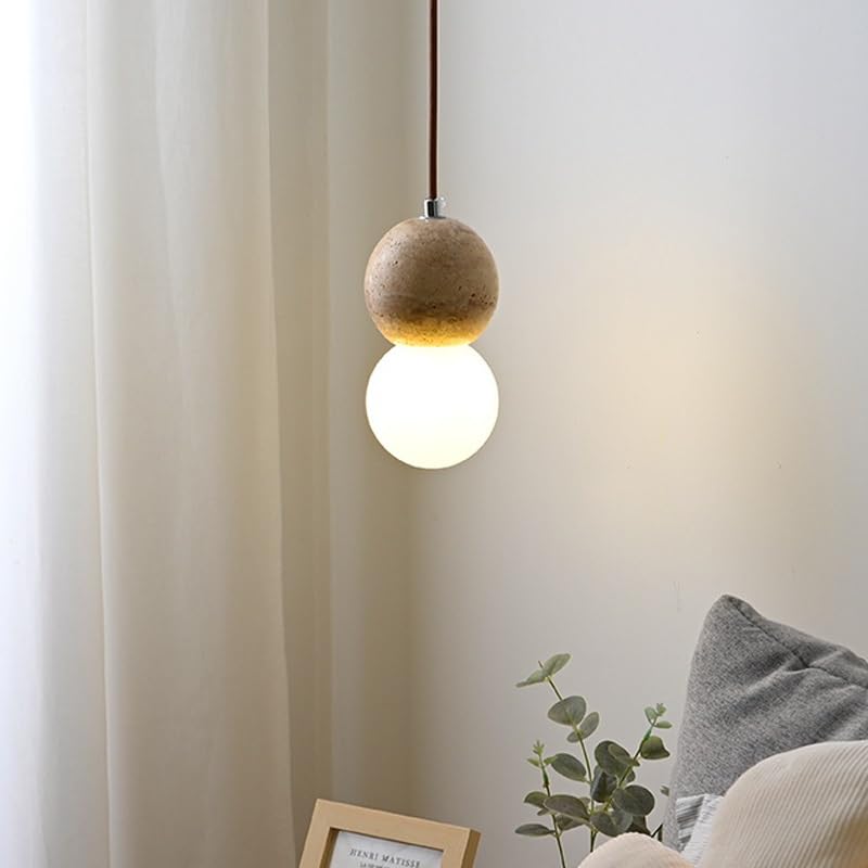 Suspension en marbre jaune et lampe suspendue salon nordique en travertin
