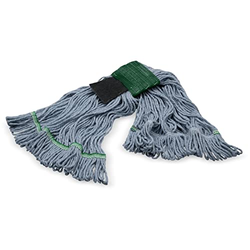 SPARTA Flo-Pac Acrylic Mop Head, Loop-Ended, Wide Band with 5" Blue Band with Scrubber for Organized Cleaning, Medium, Blue, (Pack of 12)