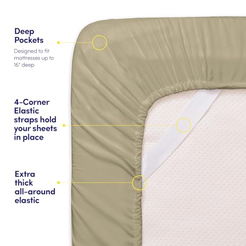 Image of 1500 Supreme Collection Extra Soft Split King Sheets Set, Sage - Luxury Bed Sheets Set with Deep Pocket Wrinkle Free Bedding, Over 40 Colors, Split King Size, Sage