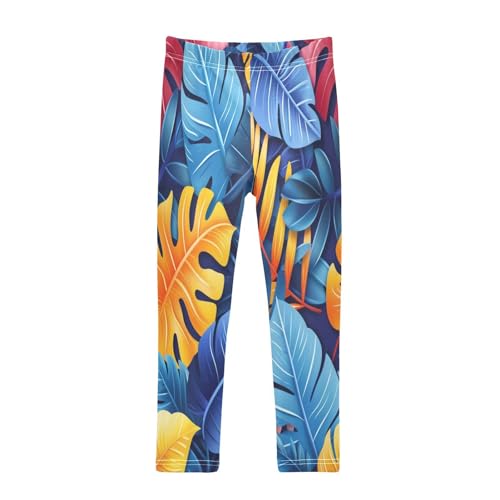 Bolaz Toddler Girls Leggings Printed Yoga Pants Leggings Pink Yellow Leave for Kids
