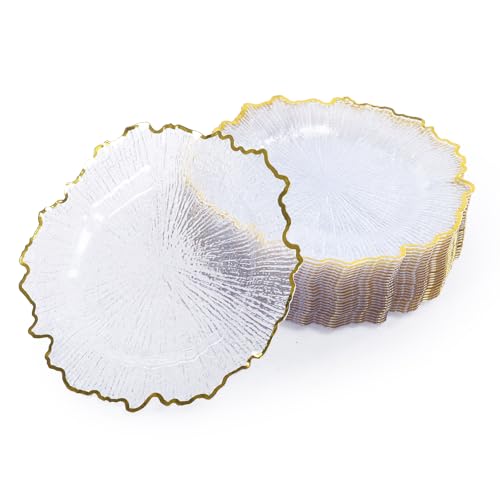 25 platos cargadores dorados con borde decorado 13 pulg. miniatura 1
