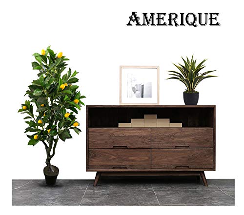 Amerique Pair 4 Feet Gorgeous & Lifelike Six-Branch Artificial Trees With Various Size Lemon Fruits, With Sculpting Resin Trunks And Pot, Real Touch Tech, 48" Each, Green And Yellow, 2 #TOP1