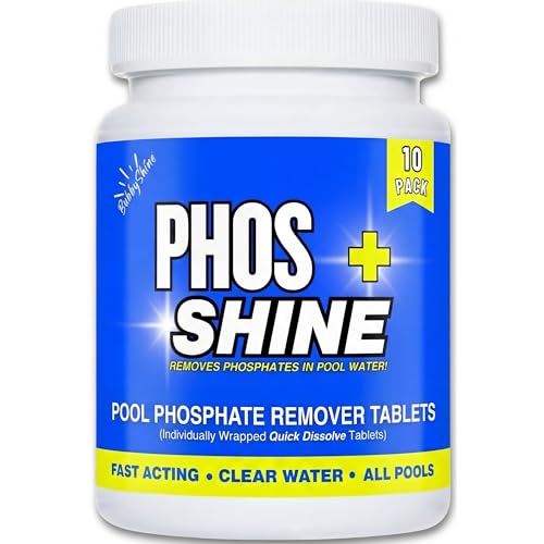 Phosphate Remover Pool Tablets - Quick Dissolve Skimmer Tabs, Individually Wrapped, 1 Tablet Treats 10,000 Gallons, Removes Up to 500 ppb, Salt and Chlorine Safe, Pool Chemicals, 10 Pack - BubbyShine