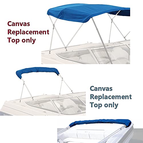 Savvycraft 4 Bow Bimini Top Replacement Cover, Durable Marine Grade Canvas Boat Canopy, Easy Install Zipper Sleeves, 4 Bow 96" L 97"-103" W Blue Color #TOP1