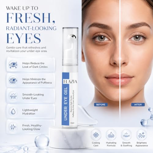 Image of EyeLift Hydrating Natural Under Eye Gel with Cooling Massage Roller to Reduce Dark Circles, Puffy Eyes, Wrinkles & Removal of Fine Lines for Women & Men - 15ml