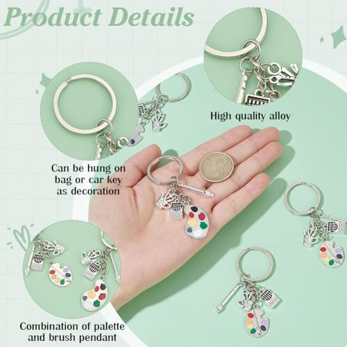 PH PandaHall 8 paletas de pintura para llavero, dijes de artista de pintura, llavero de 2 estilos, llavero de pintura de regalo, monedero, dije de artista, llavero de pintura de aleación para - imagen 3