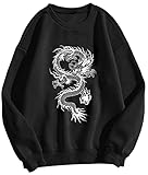 Tomwell Damen Los Angeles Sweatshirt Langarm Rundhals Pullover Warm Pulli Oversized Damen Ohne Kapuze Teenager Mädchen Vintage Pullover Oberteile Y2k Top B2 Schwarz S