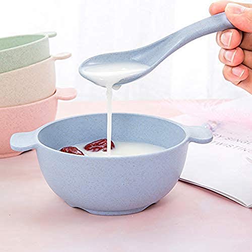 Shopwithgreen Unbreakable Kids Bowls -Microwave Dishwasher Safe- Wheat Straw Snack Bowl Sets For Kids/Toddler/Children/Baby Feeding - 4 Bowls And 4 Spoons, Lightweight And Durable (Small) #TOP4
