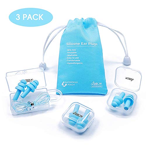 Reusable Silicone Ear Plugs - ANBOW Waterproof Noise Reduction Earplugs for Sleeping, Swimming