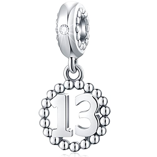 Ciondolo con numeri in argento Sterling 925 e perline per braccialetti Pandora, collana, catena a serpente europea, 16/18/21/25/30/40/50/60, Metallo, zirconia cubica