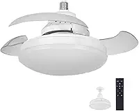 Ventilador de Teto com Controle Remoto Pás Retráteis E27 LED 18W 3 Cores 4 Velocidades Motor Brushless 85-265V