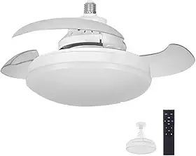 Ventilador de Teto com Controle Remoto Pás Retráteis E27 LED 18W 3 Cores 4 Velocidades Motor Brushless 85-265V
