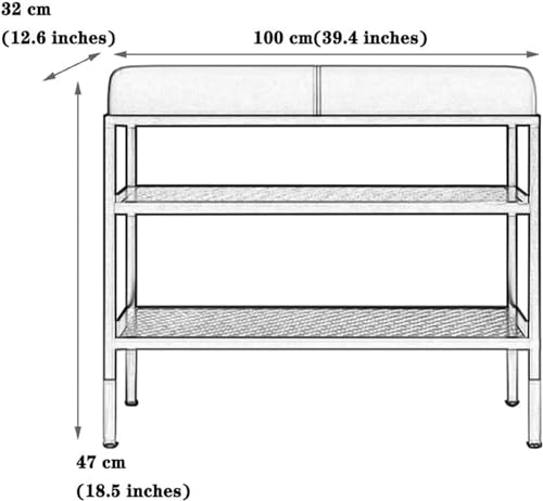 Cadre en fer forgé et tabouret à langer de chaussures au design moderne