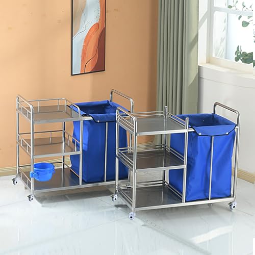 Rollwagen aus Edelstahl, dreistöckiger Servierwagen für Labor, Klinik, Salon und Hotelzimmerservice