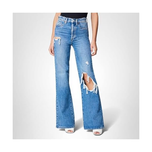 [BLANKNYC] Womens Wide Leg Longer Inseam Denim Jean with Rips, Comfortable Pants & Designer Clothing