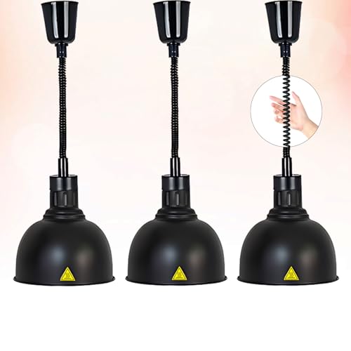 Aocay Wärmelampe Gastronomie für Speisen Wärmelampe Küche Gastro Höhenverstellbar 19/25 cm Speisenwärmer Lampe Buffet/Küche Hängende Lebensmittel Wärmelampe Küche für Essen(C-25cm 3 Stück)