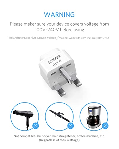 Bestek MRJ0003-FBA Uk Travel Plug Adapter Set, Grounded Universal Power Plug Adapter thumb #4