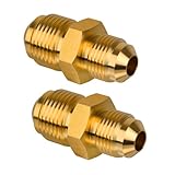 KAINGA 3/8' Flare x 1/2' Flare Male Brass Tube Fitting, Union Reducing Coupling Flared Fitting for Propane, Fuel, and Gas, Durable Brass Pipe Connector, Leak-Resistant, 2 Pack