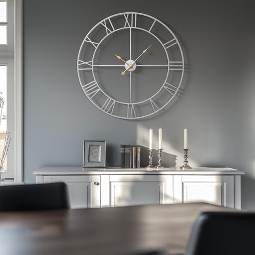 30 Inch Modern Silver Metal Wall Clock image product image