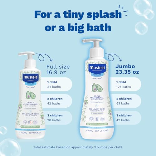 Image of Mustela Gentle Cleansing Gel - Baby Wash for Delicate Skin and Hair - Newborn-Safe Cleanser - Made with with Natural Avocado Perseose - 1 or 2-Pack - Various Sizes