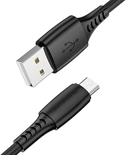 كابل ميكرو USB فائق السرعة ومتعدد الالوان للشحن ونقل البيانات من بوروفون، طول 1 متر، تيار يصل الى 2.4 امبير، كابل مضفر من بلاستيك بي في سي، الوان متنوعة، BX40