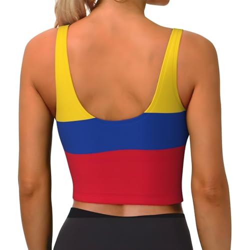 nanger Flag of Colombia - Camiseta deportiva sin mangas con espalda cruzada para mujer, con almohadillas desmontables en el pecho, Negro -, M