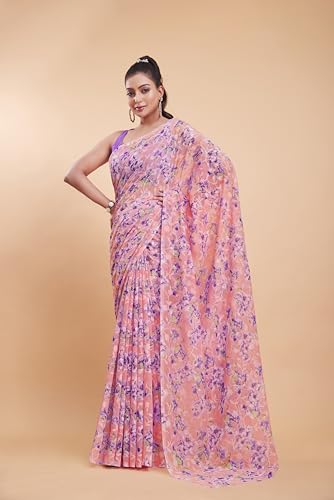 Image of Garden Vareli Summer Roganza Viscose Brasso Floral Print Christmas Special Saree