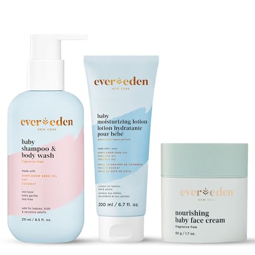 Image of Evereden Nourishing Baby Face Cream 1.7 oz. and Bathtime DUO: Lotion for Newborn and 2-in-1 Newborn Shampoo and Body Wash | Clean Baby Care | Non-toxic and Fragrance Free | Clean Ingredients