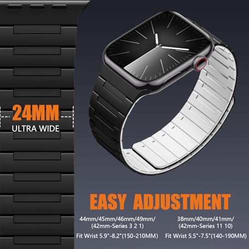 Image of SNBLK Magnetic Watchband Compatible with Apple Watch for Men 44mm 45mm 46mm 49mm 42mm 41mm 40mm 38mm Women, Silicone Sport Strong Magnet Strap for iWatch Series 11 Ultra 3 Ultra 2 Se 10 9 8 7 6 5 4 1