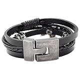 MAGICLULU Pulsera de Cuero y Aleación Diseño de Águila para Hombre, Elegante y Creativa, Adecuado para Ocasiones Obsequios y Vida Diaria