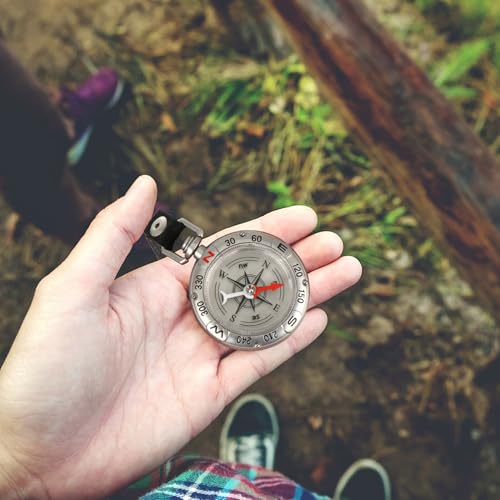 Brújula de aleación de zinc retro con llavero para senderismo miniatura 6