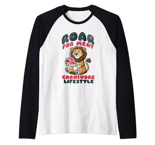 Roar For Meat Carnivore Lifestyle Lion Diet Steak Lover Beef Raglan Baseball Tee