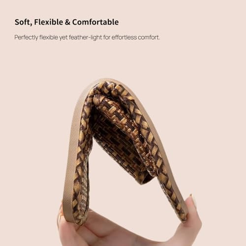 Bamboo Slippers Sandals For Women, Japanese Tatami Straw Sandals with Non-Slip Sole, Woven Rattan Slides for Beach Indoor and House Use, Comfortable Wooden Zori Style Sandals for All-Day Walking, Boho Summer Travel Flip Flops3