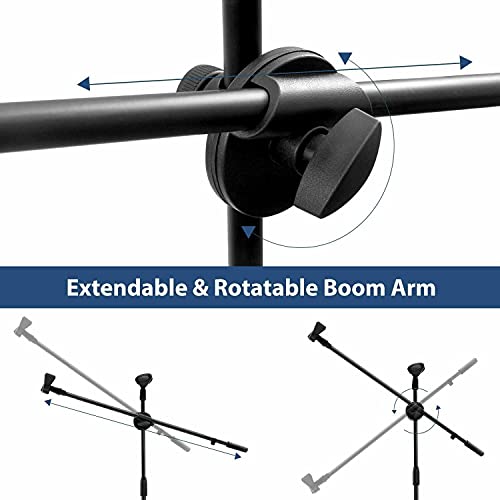 5 Core 4 Pieces Microphone Stand, Adjustable Tripod Boom Arm Economical Lightweight Mic Stand, Quarter-Turn Clutch Foldable 360 Rotating Dual Mic Holder Vocal Singing Speech Stage Outdoor Activities #TOP3