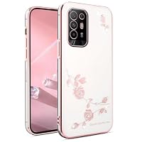 BORYA Hülle Für Oppo A94 5G / A95 5G – Transparent Mit Blumen-Glitzer, Stoßfest